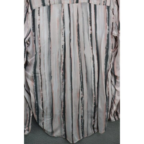 Cloth and Stone Anthropologie Long Sleeve Striped Button Up Top-Medium-Hi Lo - Picture 10 of 11